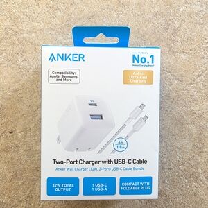 Anker Two-Port Charger with USB-C Cable